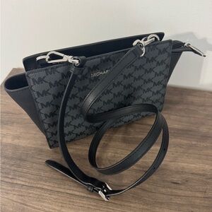Michael Kors Selma Black Monogram Crossbody Bag